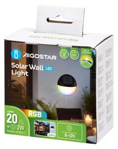 Aigostar LED RGB solárne nástenné svietidlo 2W/1,2V čierne IP44