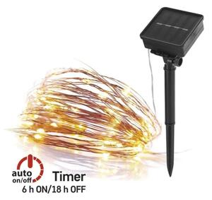 LED solárny reťazec LED/2,4W/1,2V 1xAA 15 m IP44 3000K 600 mAh
