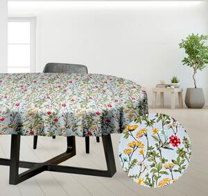 Ervi bavlnený obrus na stôl oválny - Poľné kvety na šedom