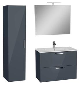Kúpeľňová zostava s umývadlom vrátane umývadlovej batérie, vtoku a sifónu VitrA Mia antracit KSETMIA80A