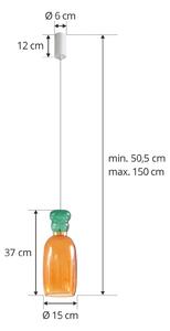 Lucande LED závesná lampa Fay, oranžová/tmavo zelená, sklo, Ø 15 cm