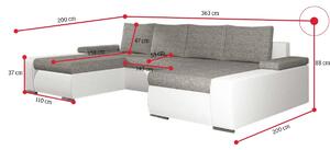 Rozkladacia sedacia súprava do U SAN MARINO, 365x90x195 cm, sawana 14/soft 017 white