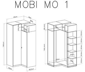 Rohová skriňa Mobi MO1 - Biely / Tyrkysová