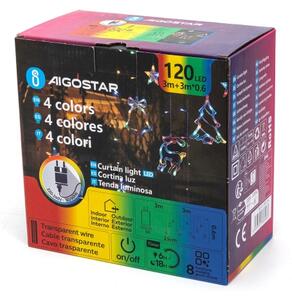 Aigostar - LED RGBY vonkajšia vianočná svetelná reťaz 120xLED/6W/230V/8 funkcií 3x0,6m IP44 + diaľkové ovládanie