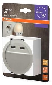Osram - LED Nočné svietidlo do zásuvky so snímačom LUNETTA 2xUSB LED/13W/230V