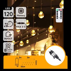 Aigostar - LED vonkajší vianočný reťaz 120xLED/6W/230V/8 funkcií 3x0,6m IP44 teplá biela+DO