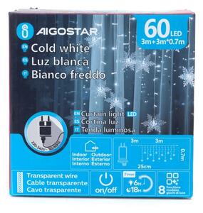 Aigostar - LED vonkajší vianočný svetelný reťazec 120xLED/6W/230V/8 funkcií 3x0,7m IP44 studená biela + diaľkové ovládanie