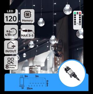 Aigostar - LED vonkajší vianočný reťaz 120xLED/6W/230V/8 funkcií 3x0,6m IP44 studená biela+DO