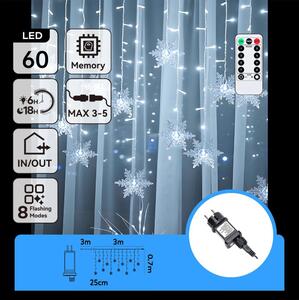 Aigostar - LED vonkajší vianočný svetelný reťazec 120xLED/6W/230V/8 funkcií 3x0,7m IP44 studená biela + diaľkové ovládanie