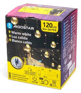 Aigostar - LED vonkajší vianočný reťaz 120xLED/6W/230V/8 funkcií 3x0,6m IP44 teplá biela+DO