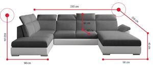 Rozkladacia sedačka do U VANELLA, 330x102x216, sawana 05/soft 17, ľavá