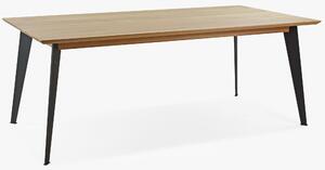 Stôl z masívu dub - matný lak s oceľovými nohami, 197 x 100