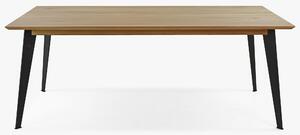 Stôl z masívu dub - matný lak s oceľovými nohami, 197 x 100