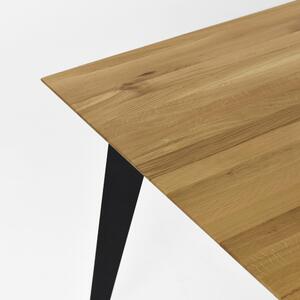 VENETTO, stôl z masívu dub - matný lak s oceľovými nohami, 197 x 100