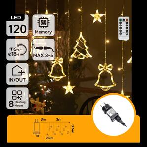 Aigostar - LED vonkajší vianočný reťazec 120xLED/6W/230V/8 funkcií 3x0,6m IP44 teplá biela + diaľkové ovládanie