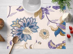 Biante Bavlnené prestieranie na stôl Sandra SA-539 Modro-fialové orientálne kvety na svetlo béžovom 30x40 cm