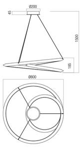 Redo 01-3378 - stmievateľný LED luster na lanku STORM LED/60W/230V, čierny