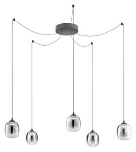 Redo 01-3487 -LED Stmievateľný luster na lanku KHADI 5xLED/5,2W/230V čierna/dýmová