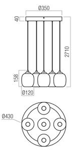 Redo 01-3488 -LED Stmievateľný luster na lanku KHADI 5xLED/5,2W/230V čierna/dymová