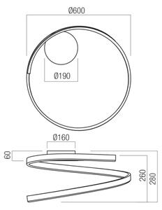 Redo 01-4011 - LED stmievateľné stropné svietidlo SCROLL LED/38W/230V zlaté