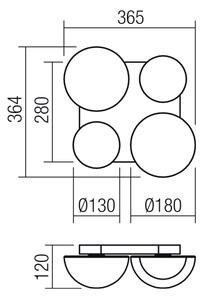 Redo 01-4332 - LED stropné svietidlo LUMIEN 4xLED/26W/230V 2700/3000K CRI90 zlaté
