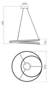 Redo 01-4365 - LED stmievateľný luster na lanku TORSION LED/60W/230V čierna