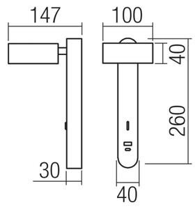 Redo 01-4642 - LED nástenné svietidlo SADES LED/6W/230V CRI 90 USB bronzové