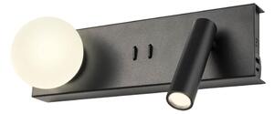 Redo 01-4663 - LED nástenné svietidlo NORMA LED/5W/230V + LED/3W CRI 90 USB čierne