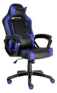 Herná stolička A-RACER Q11 –⁠ PU koža, čierna/modrá