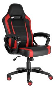 Herná stolička A-RACER Q11 –⁠ PU koža, čierna/červená