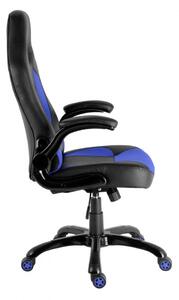 Herná stolička A-RACER Q18 –⁠ PU koža, čierna/modrá