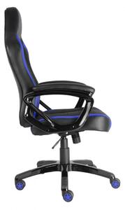 Herná stolička A-RACER Q11 –⁠ PU koža, čierna/modrá
