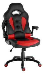 Herná stolička A-RACER Q18 –⁠ PU koža, čierna/červená