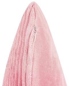 Súprava 2 dekoratívnych vankúšov ružová menčestrové obliečky 43 x 43 cm pruhovaný vzor moderný dizajn ozdobné vankúše