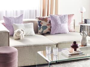 Súprava 2 dekoratívnych vankúšov fialová menčestrové obliečky 43 x 43 cm pruhovaný vzor moderný dizajn ozdobné vankúše