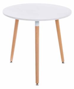Jedálenský stôl okrúhly Angar, nohy natura ~ v75 x Ø80 cm - Biela