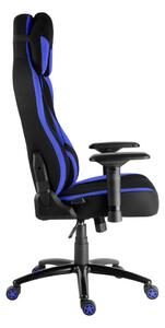 Herná stolička IRON XL — látka, čierna / modrá, nosnosť 130 kg