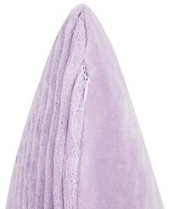 Súprava 2 dekoratívnych vankúšov fialová menčestrové obliečky 47 x 27 cm pruhovaný vzor moderný dizajn ozdobné vankúše