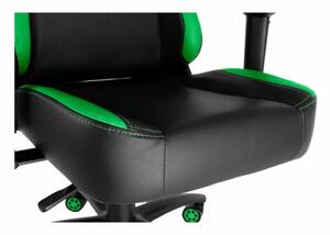 Herná stolička RACING ZK-012 XL — PU koža, čierna / zelená, nosnosť 130 kg