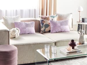 Súprava 2 dekoratívnych vankúšov fialová menčestrové obliečky 47 x 27 cm pruhovaný vzor moderný dizajn ozdobné vankúše