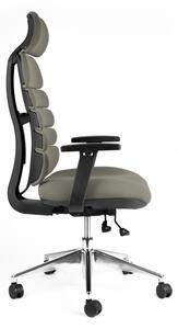 Kancelárska ergonomická stolička SPINE s podhlavníkom — látka, nosnosť 130 kg, viac farieb Sivá