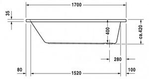 Duravit D-Code - Vaňa na zabudovanie 1700x750 mm, biela 700100000000000