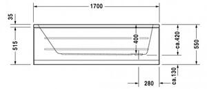 Duravit D-Code - Vaňa na zabudovanie 1700x750 mm, biela 700100000000000