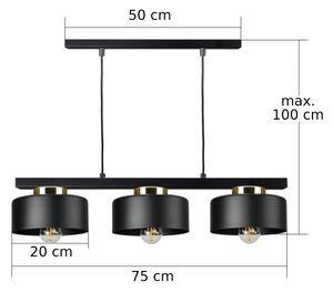 Závesný luster na lanku IGNIA 3xE27/60W/230V čierna/zlatá