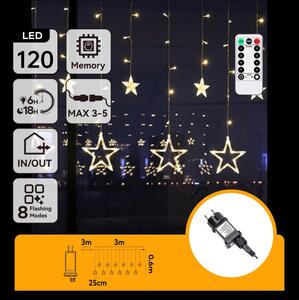 Aigostar - LED vonkajší vianočný reťazec 120xLED/6W/230V/8 funkcií 3x0,6m IP44 teplá biela+DO