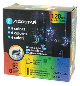Aigostar - LED RGBY solárny vianočný reťaz 120xLED/8 funkcií 3x0,6m 500 mAh IP65