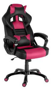 Herná stolička A-RACER Q12 –⁠ PU koža, čierna/ružová