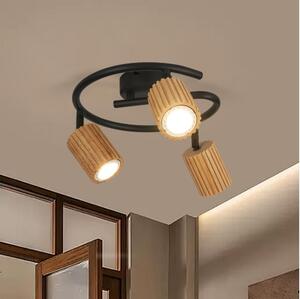 Brilagi - Bodové svietidlo MODERN WOOD 3xGU10/8W/230V, drevené/čierne