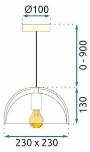Toolight, stropné svietidlo 1xE27 APP1216-1CP, zlatá-biela, OSW-40091