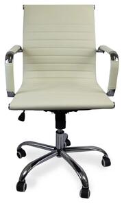 Otočná kancelárska stolička DELUXE — ekokoža, krémová